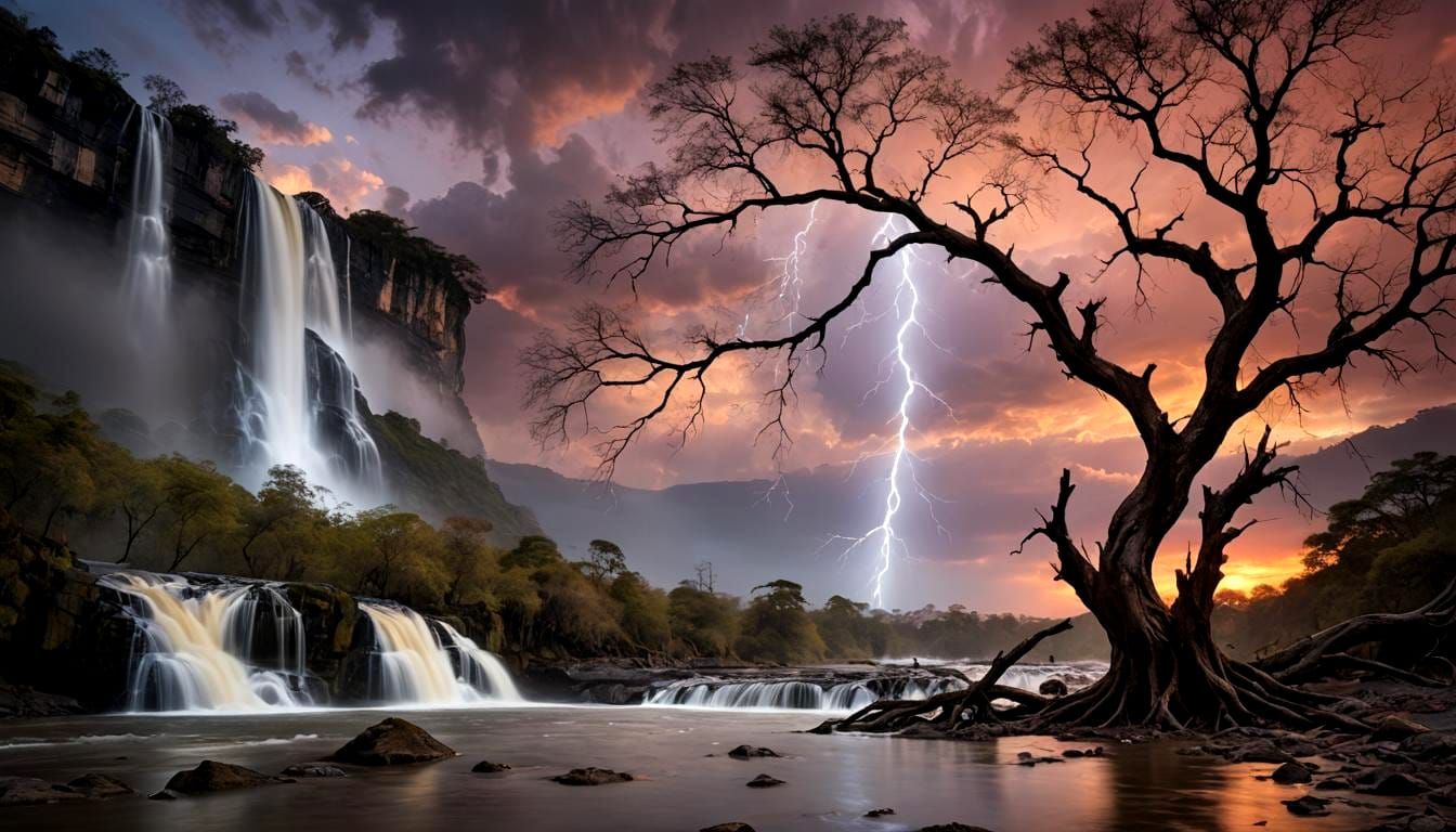 São Francisco River Waterfall at Sunset