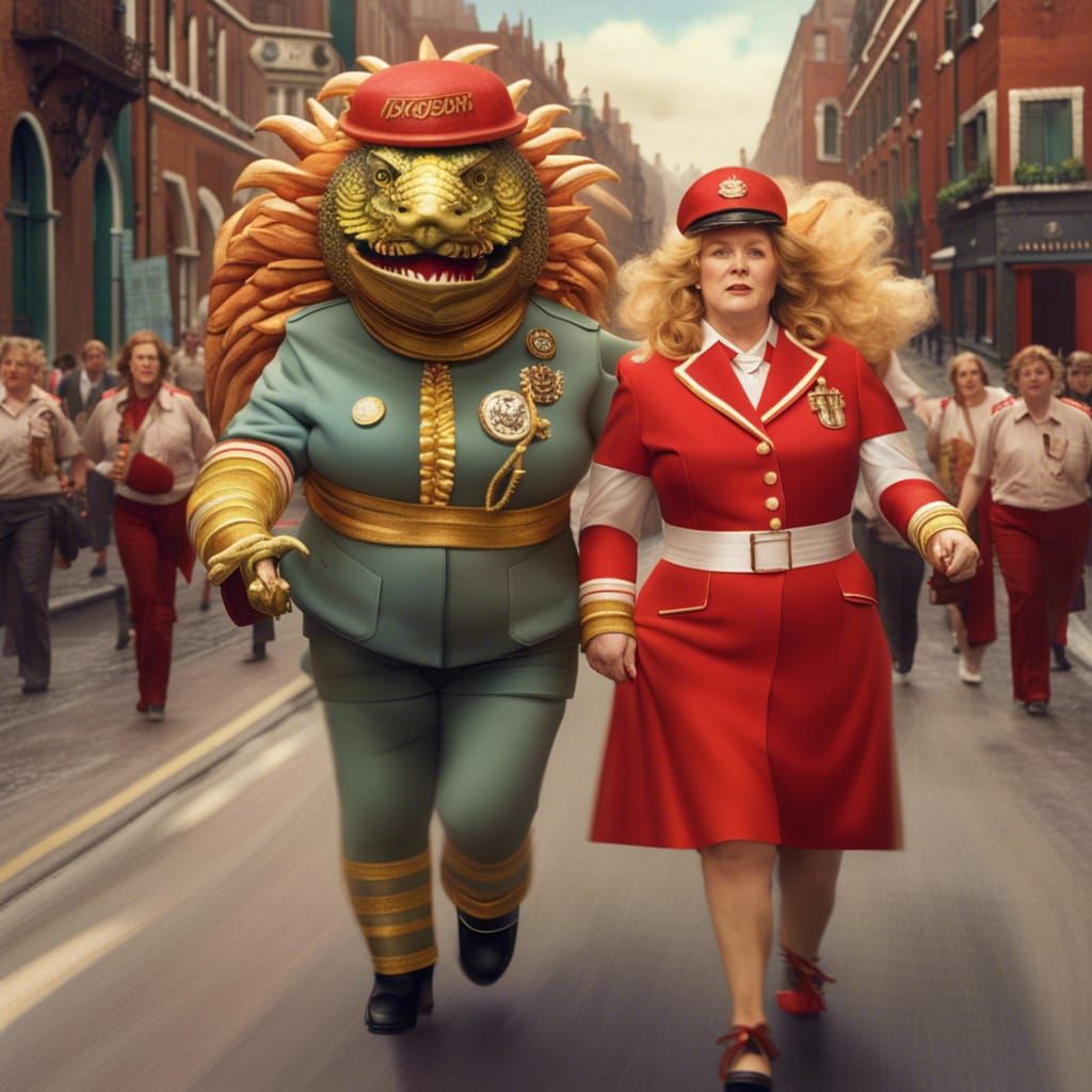 Dragon Woman in Orbiting Venetian City