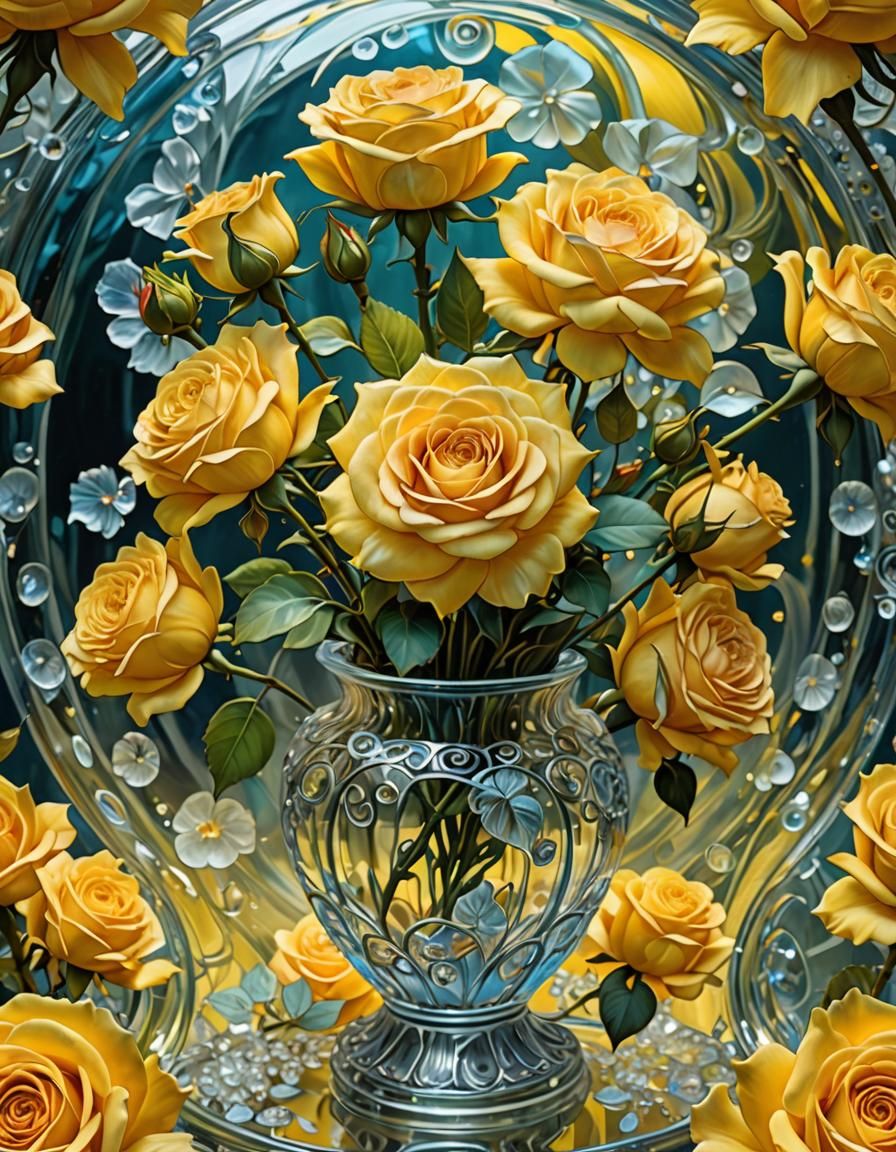 Crystalline Roses in Art Nouveau Style
