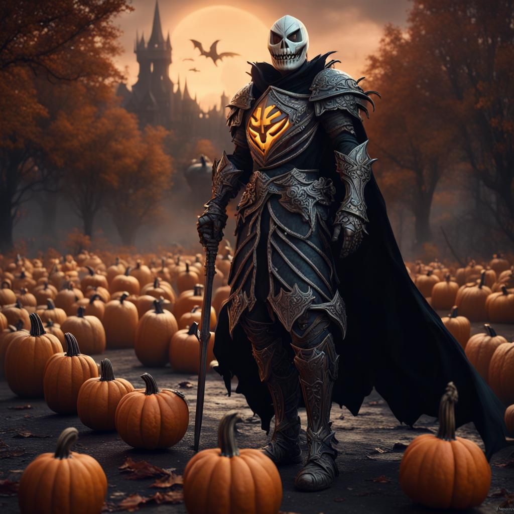 Pumpkin King Knight: Detailed Fantasy Art