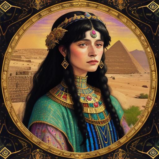 Klimt-Style Portrait in Art Nouveau Frame