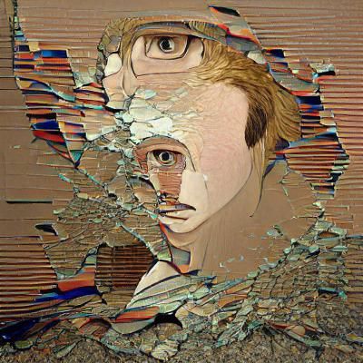 Auto-Destructive Art Portrait: AI-Generated Image