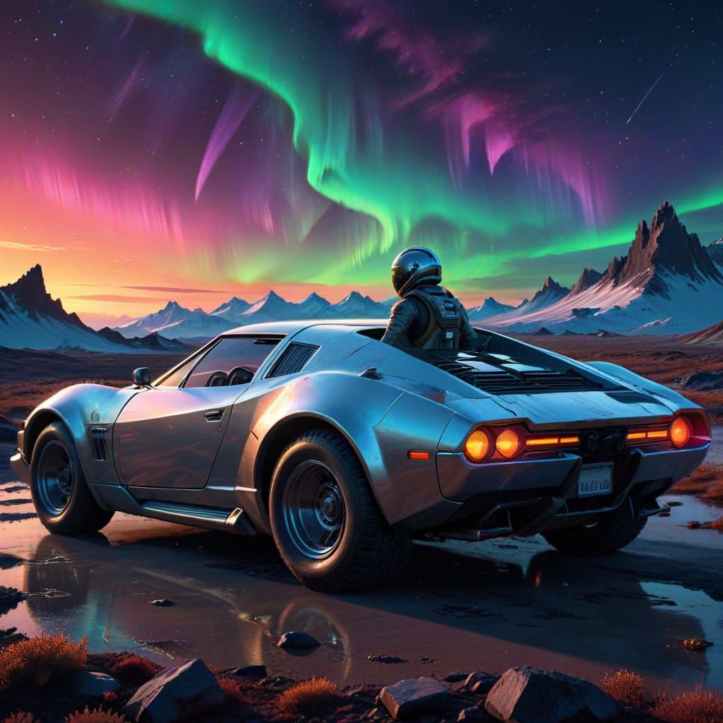 Astronaut and Aurora on Alien Planet, Concept Art