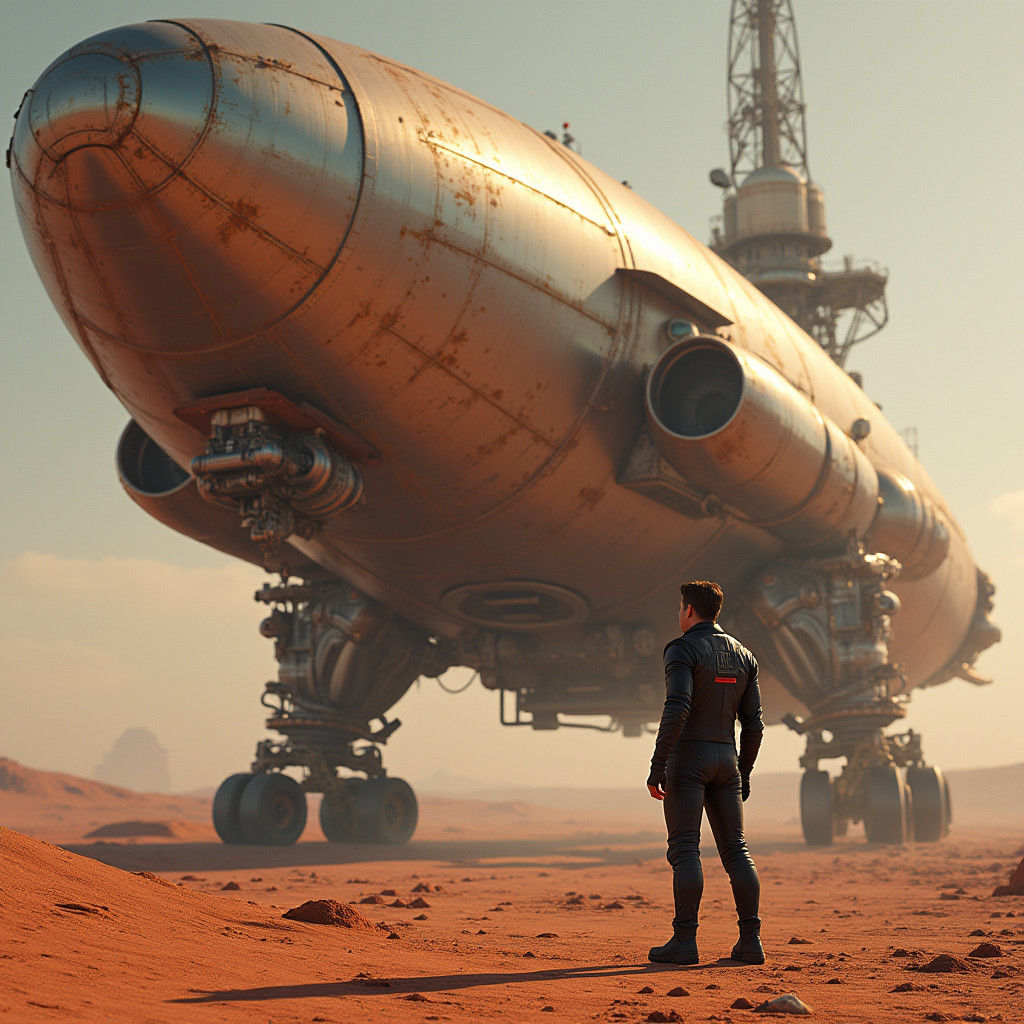 Elon Musk on Mars: Awe-Inspiring Sci-Fi Art
