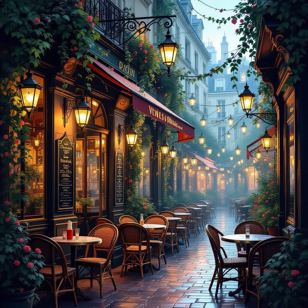 Enchanted Parisian Cafe With Whimsical Decorations