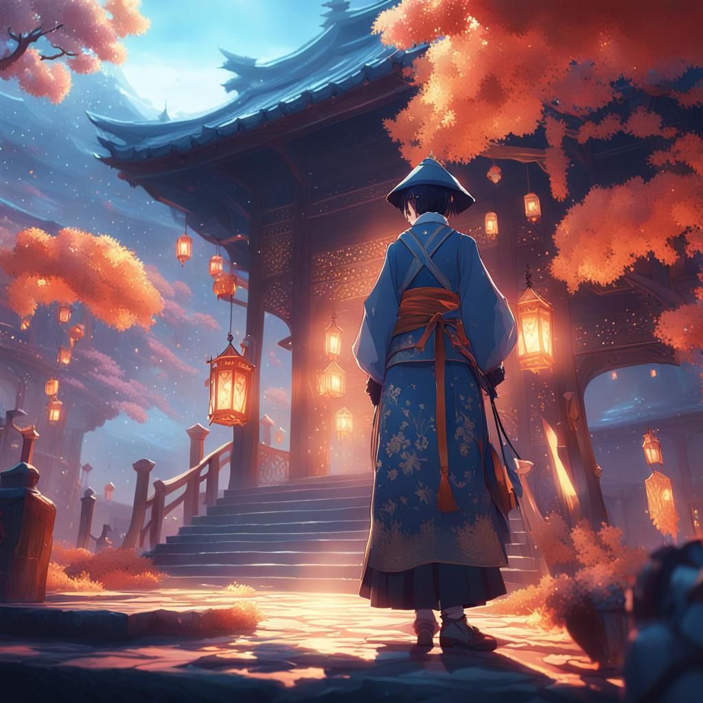 Detailed Anime Illustration in WLOP and Genshin Style