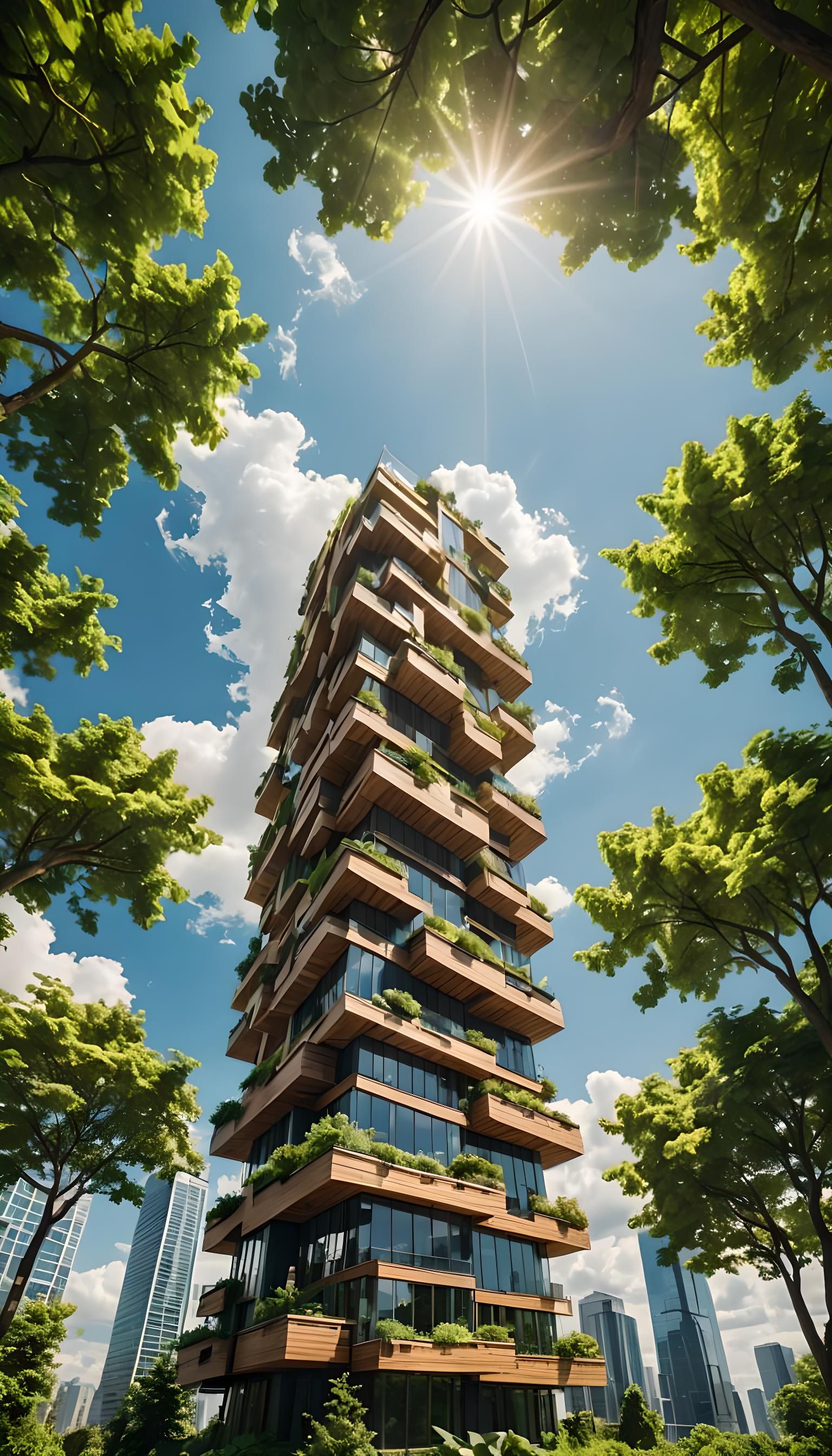 Modern Wooden Skyscrapers with Rooftop Gardens