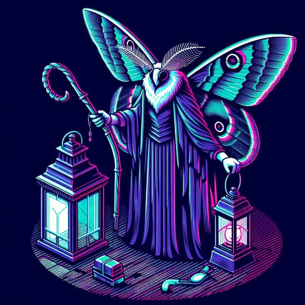 Mothman Cryptid in Isometric Pixel Art