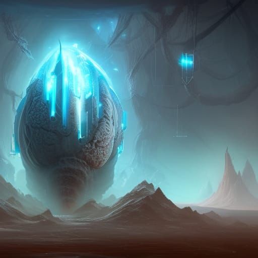 Detailed AI Brain Concept Art