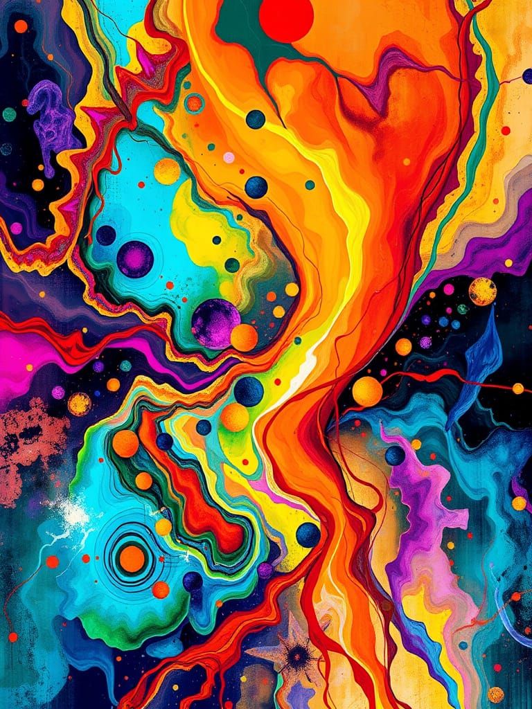 Surreal Digital Artwork in Cosmic Color Palette