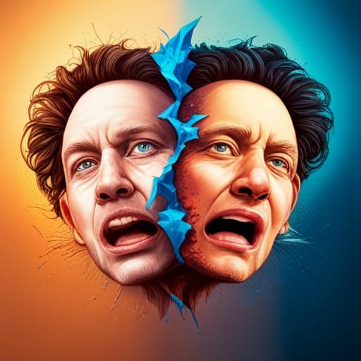 Hyperrealistic Shattered Faces in Epic Battle