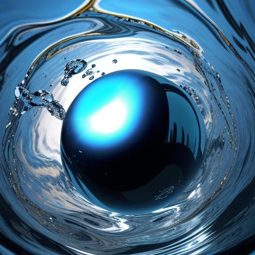 Water Sphere Bouncing with Wave: Macro View