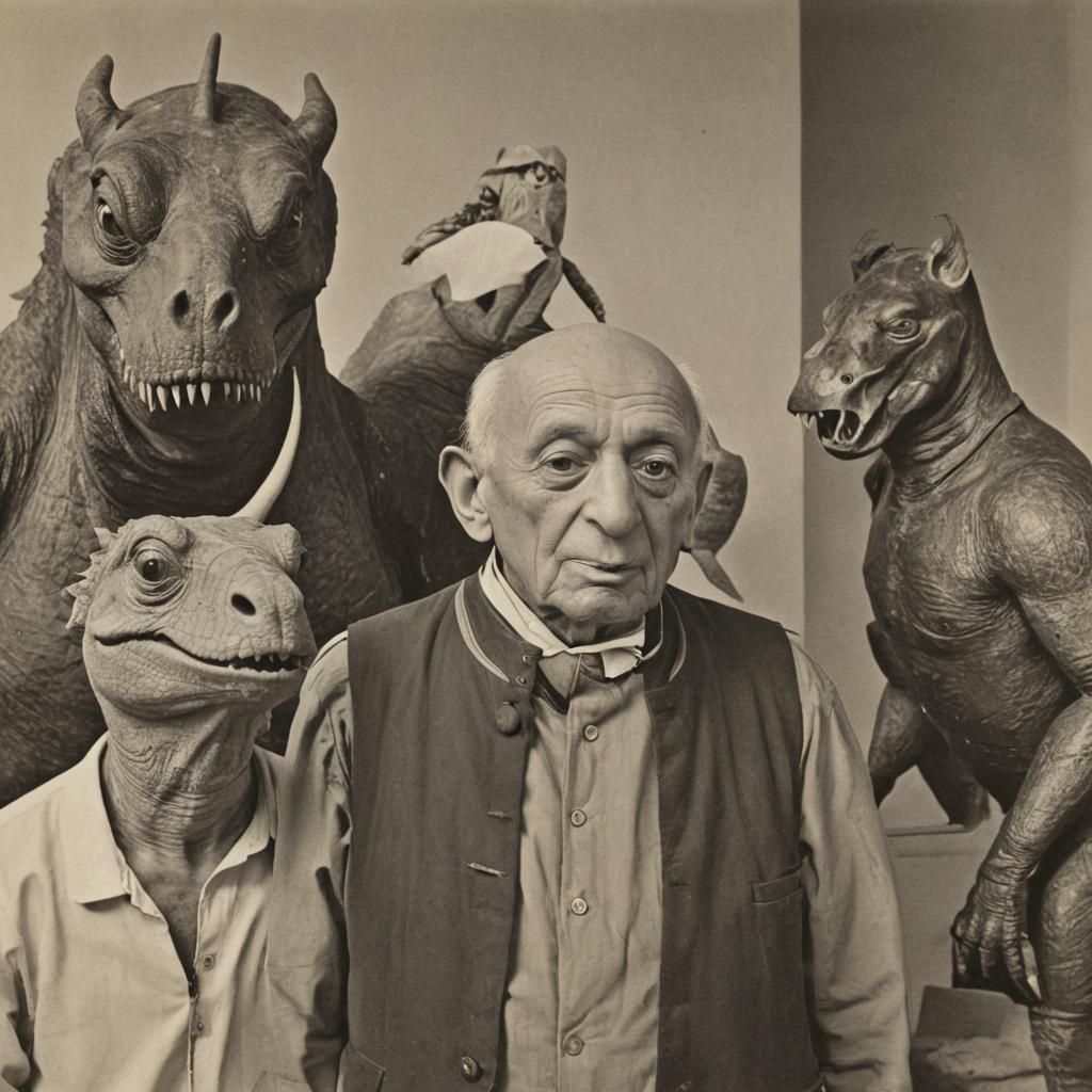 Mousesaurus Photobomb in Holbein/Picasso Style