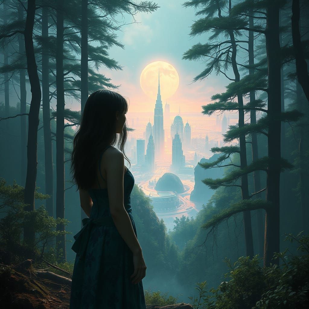 Ethereal Futuristic Cityscape at Dusk