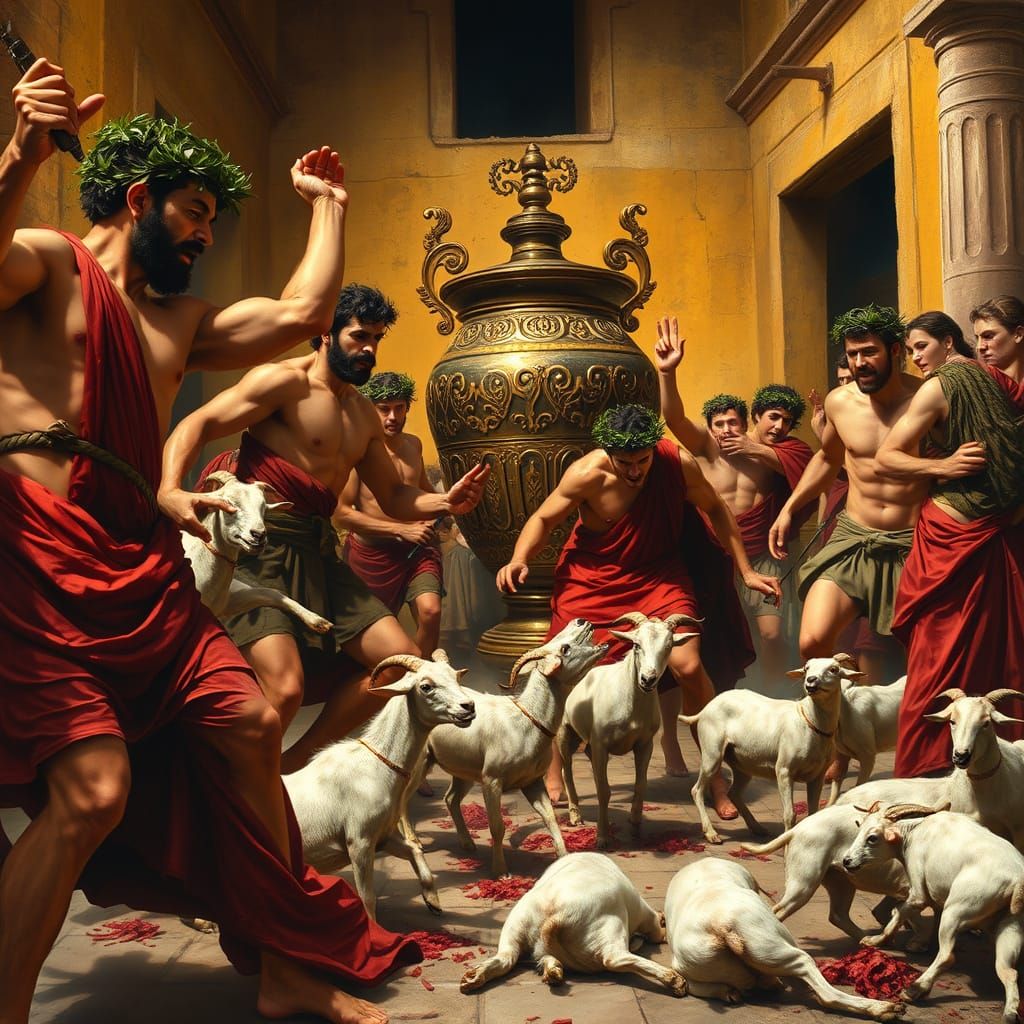 Men Celebrate Lupercalia with Frenzied Ritual