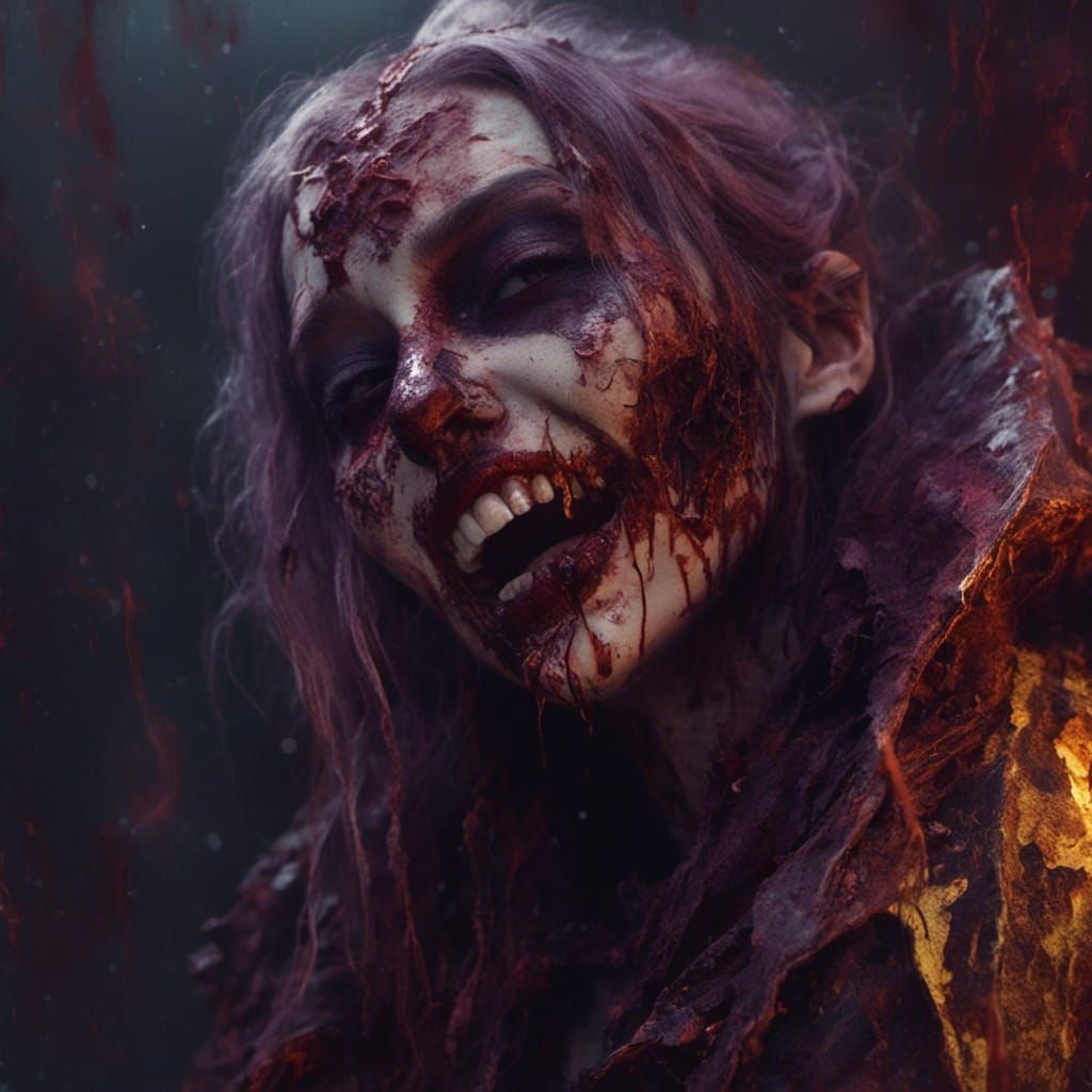 Macabre Vampire Women with Bloody Teeth