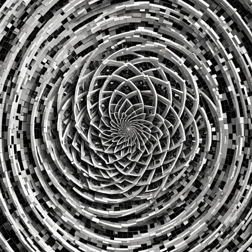 Mesmerizing Fibonacci Pixel Art in Futurism Aesthetic