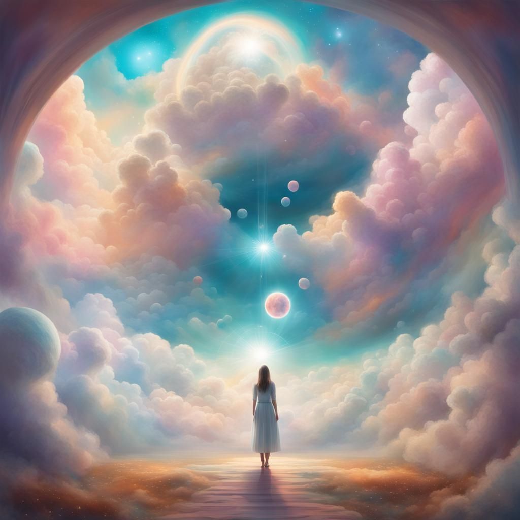 Celestial Portal to Sky World in Pastel Shades