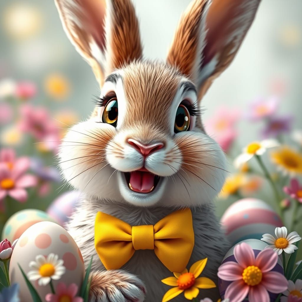 Whimsical Easter Bunny Portrait in Photorealistic Style