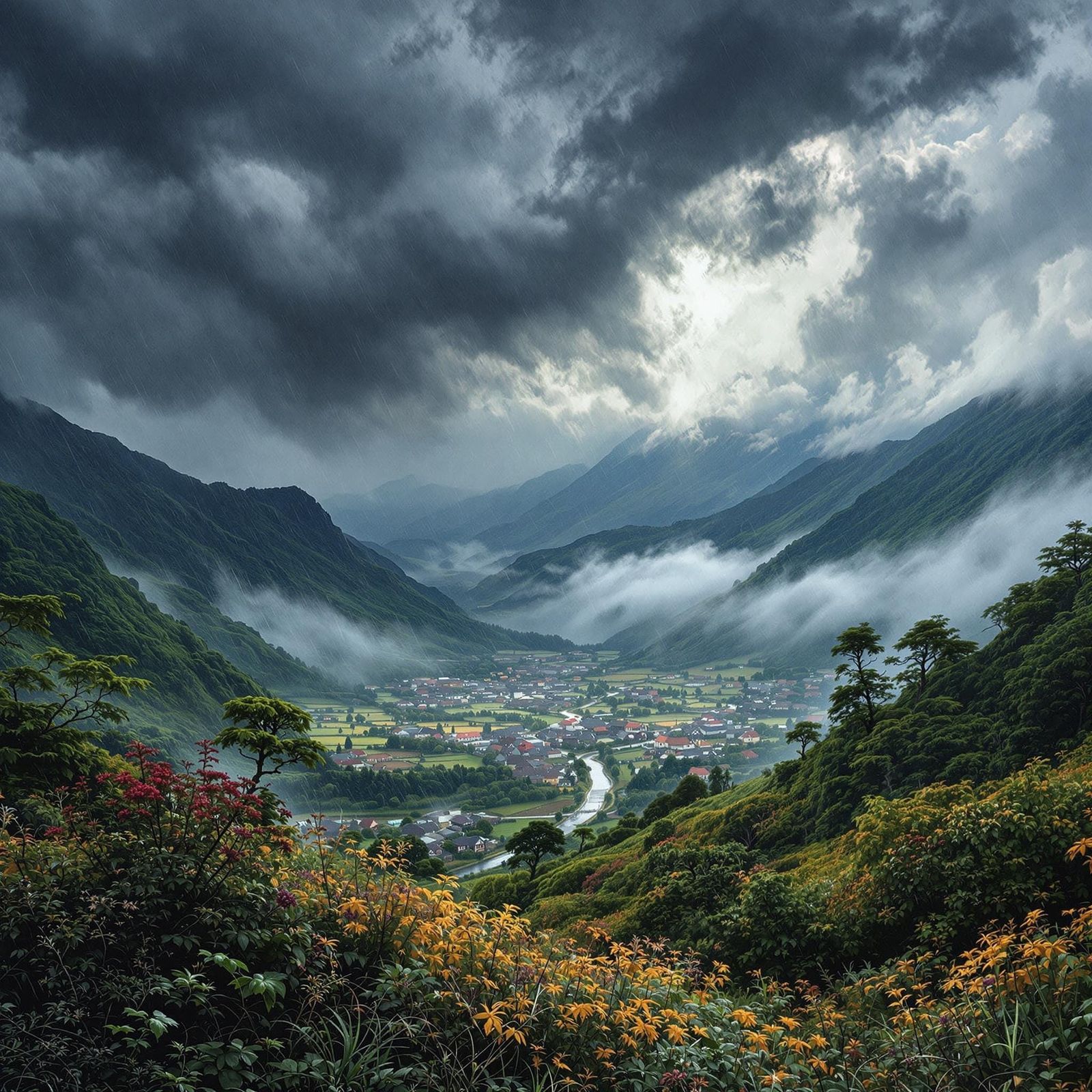 Stormy Skies over Rural Japan