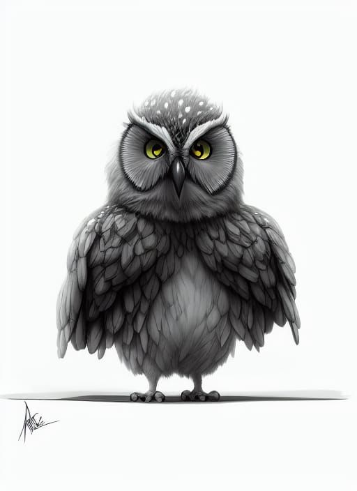 Dreamy Fluffy Owl in Comic Book Style