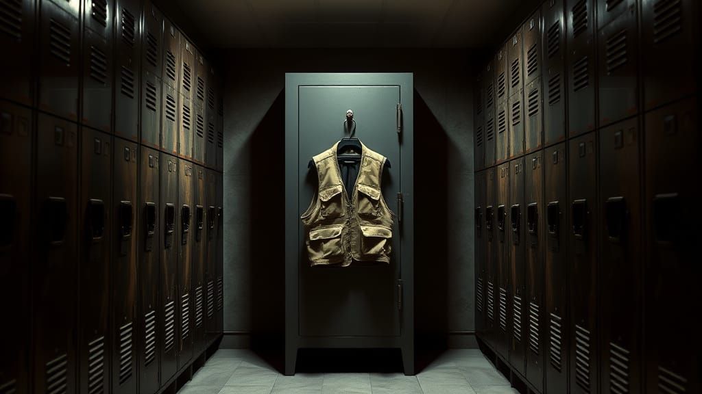 Gritty Military Base Cloakroom in Atmospheric Lighting
