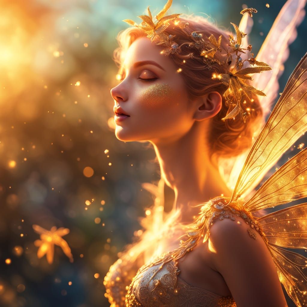 Sun Fairy in Flight: A Fantasy Illustration