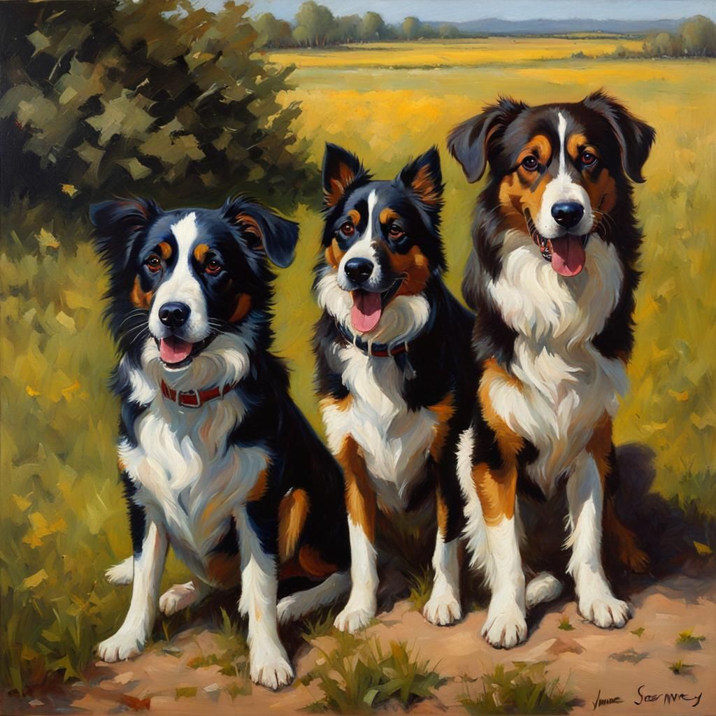 Dogs in Oil Painting Style