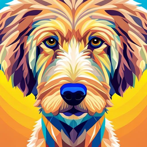 Golden Doodle in Geometric Pop Art Style