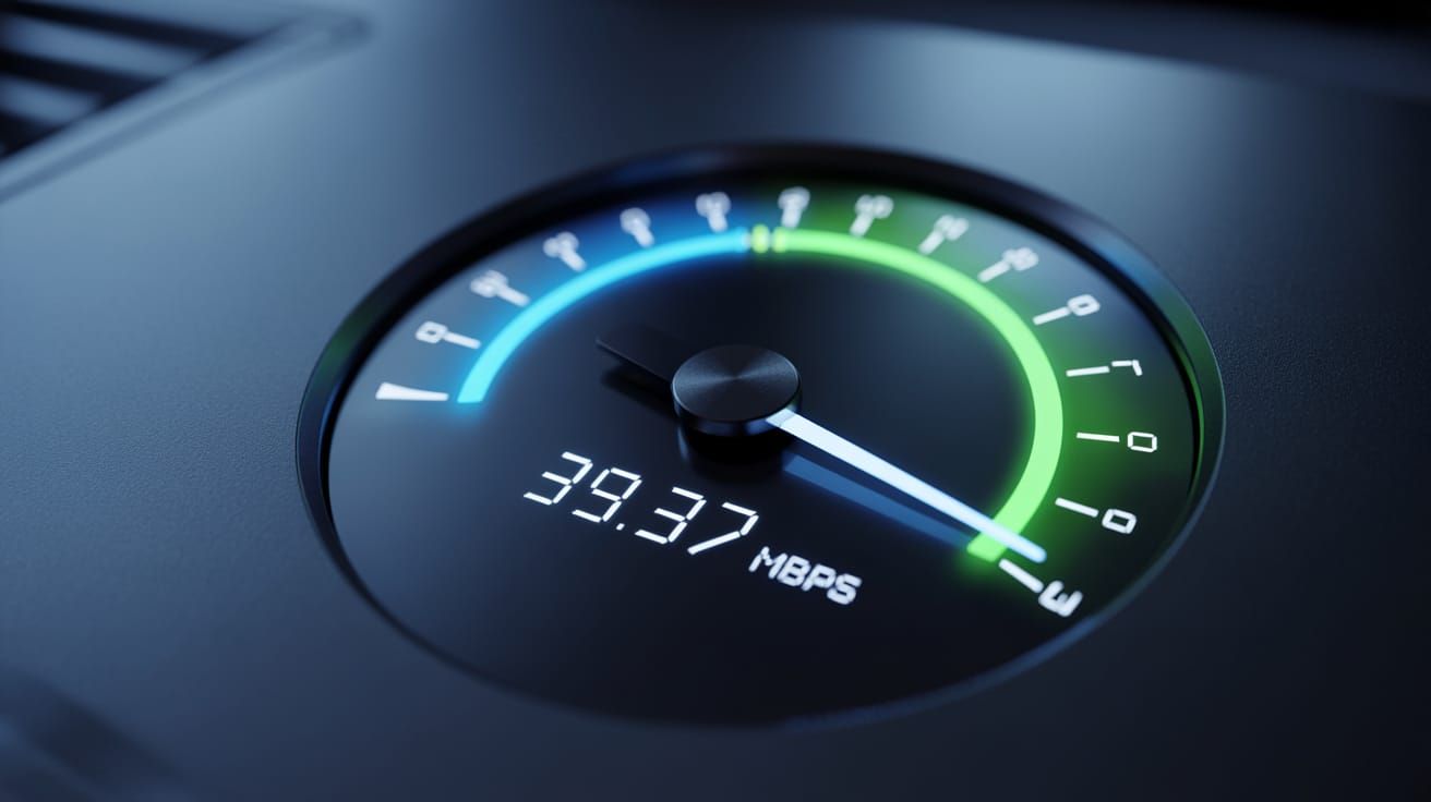 Luminous Digital Speedometer on Black Screen