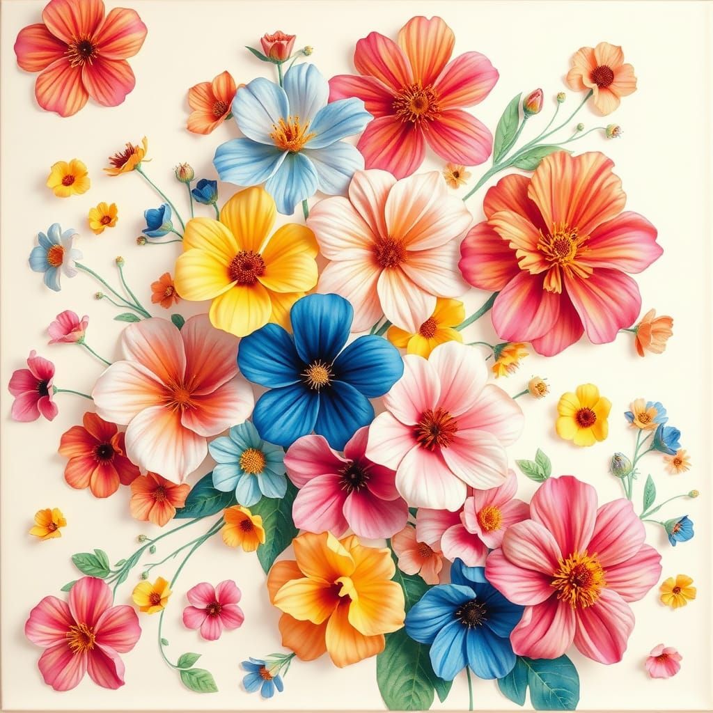 Vibrant Impressionist Flowers in Whimsical Dreamscapes