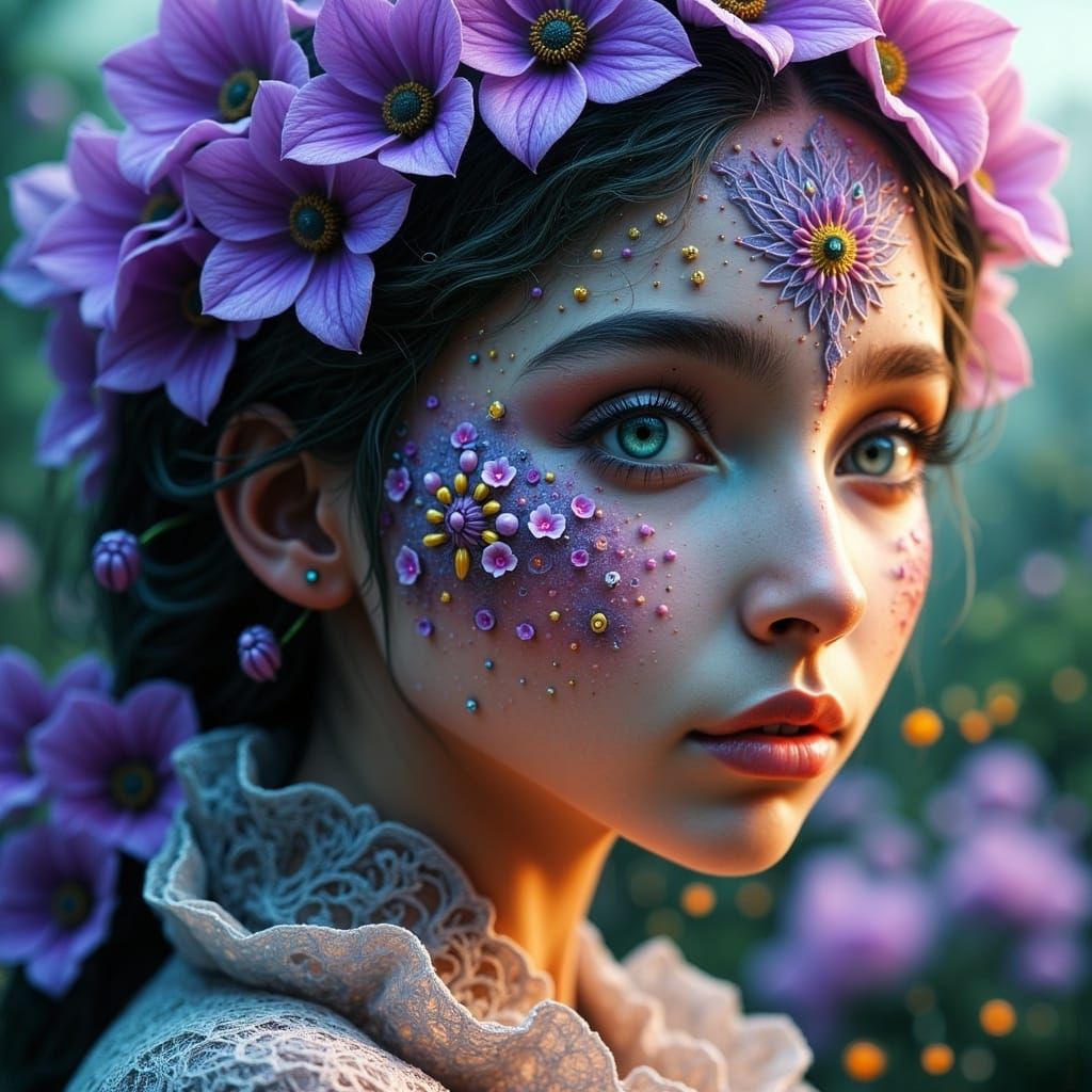 Whimsical Girl in Vibrant Floral Abundance