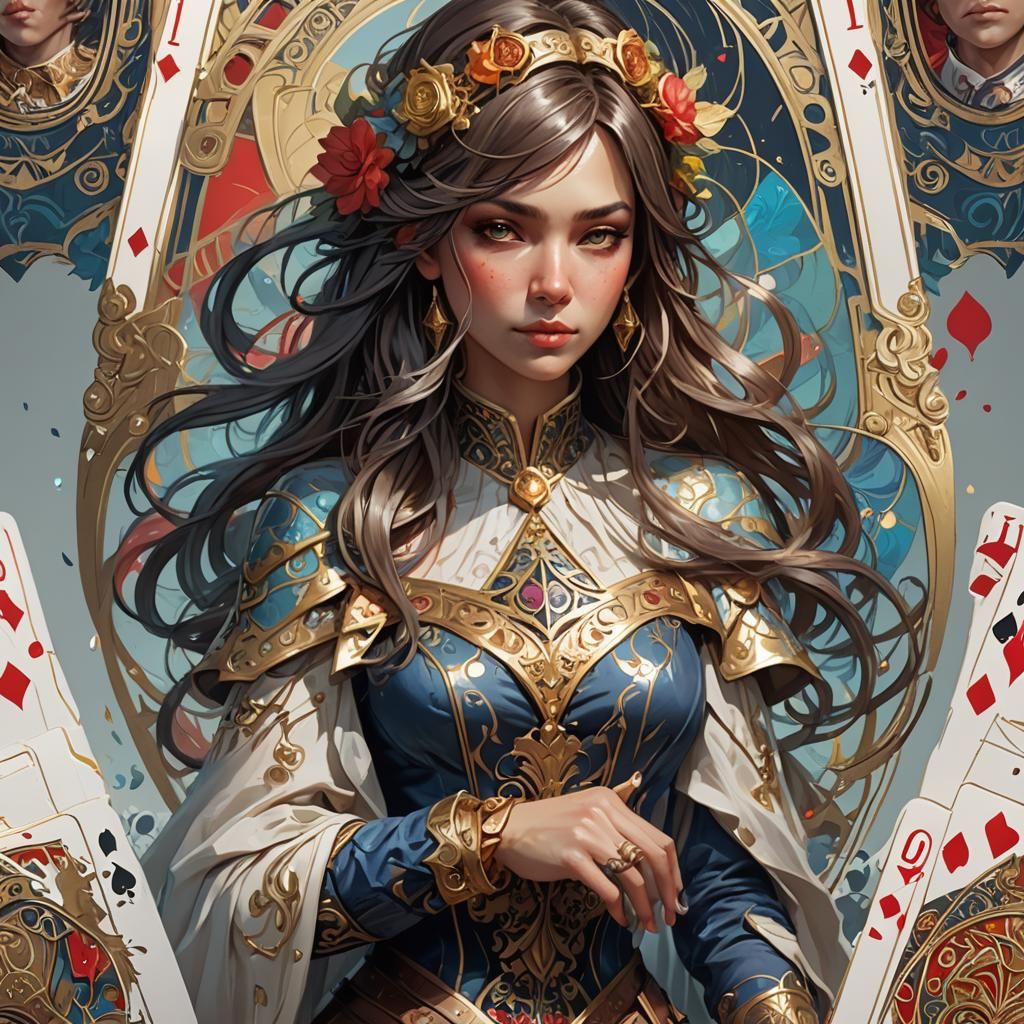 Playing Card Shirt Portrait in Hyperdetailed Digital Art