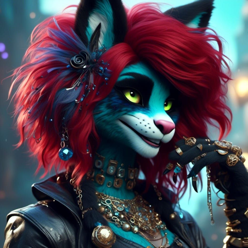 Anthropomorphic Cat Captured in a Silly Moment