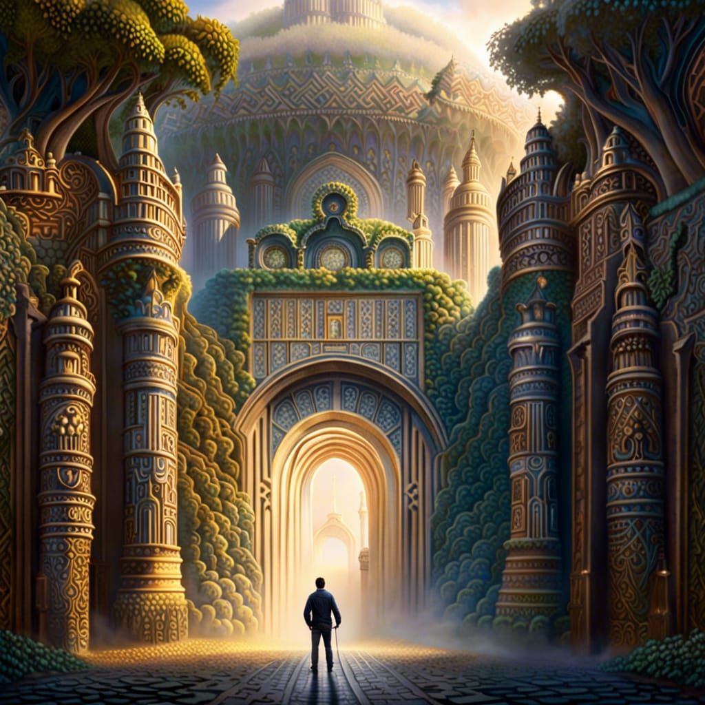 Majestic Maze Entrance in Photorealistic Style