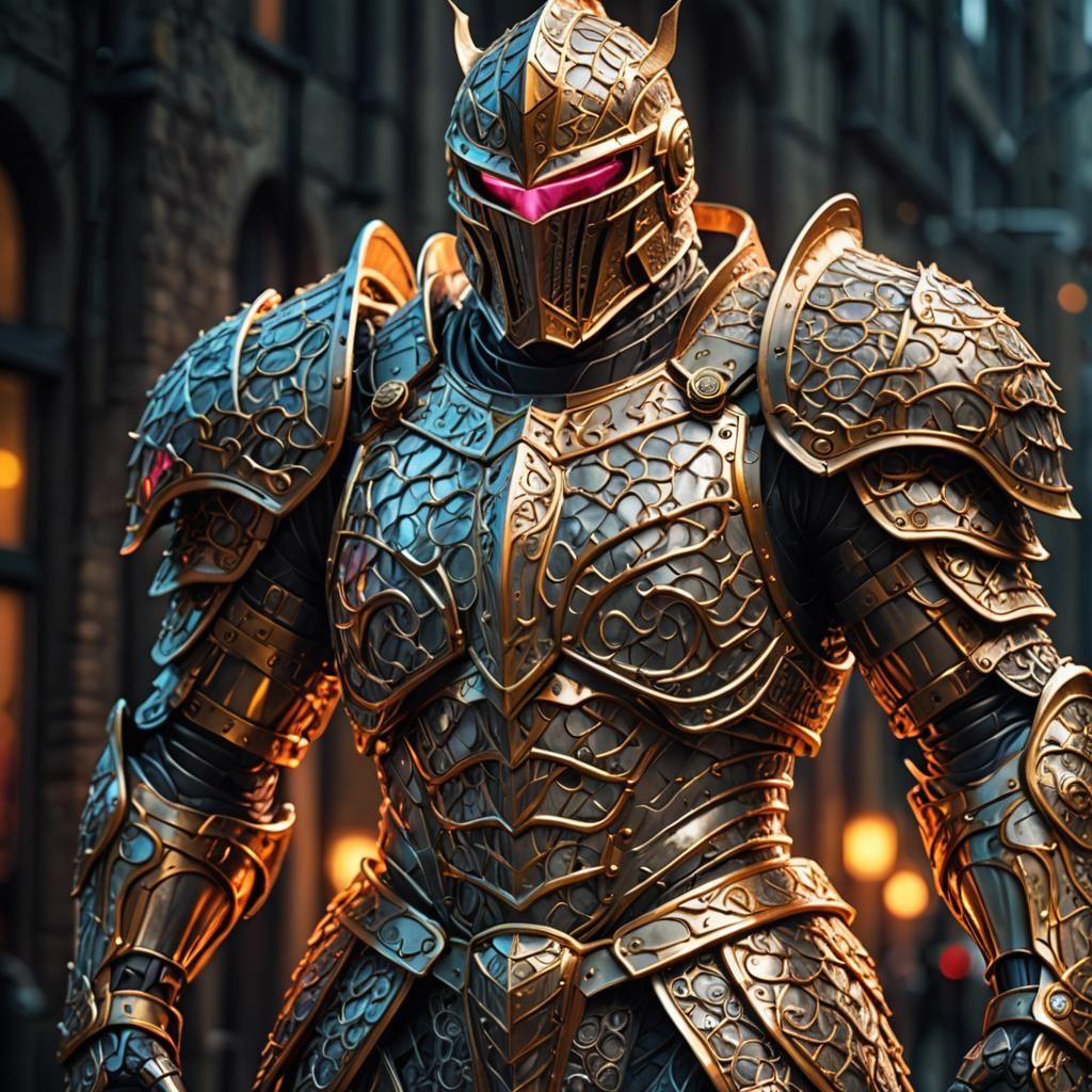 Organic Armored Knight in Neon Colors