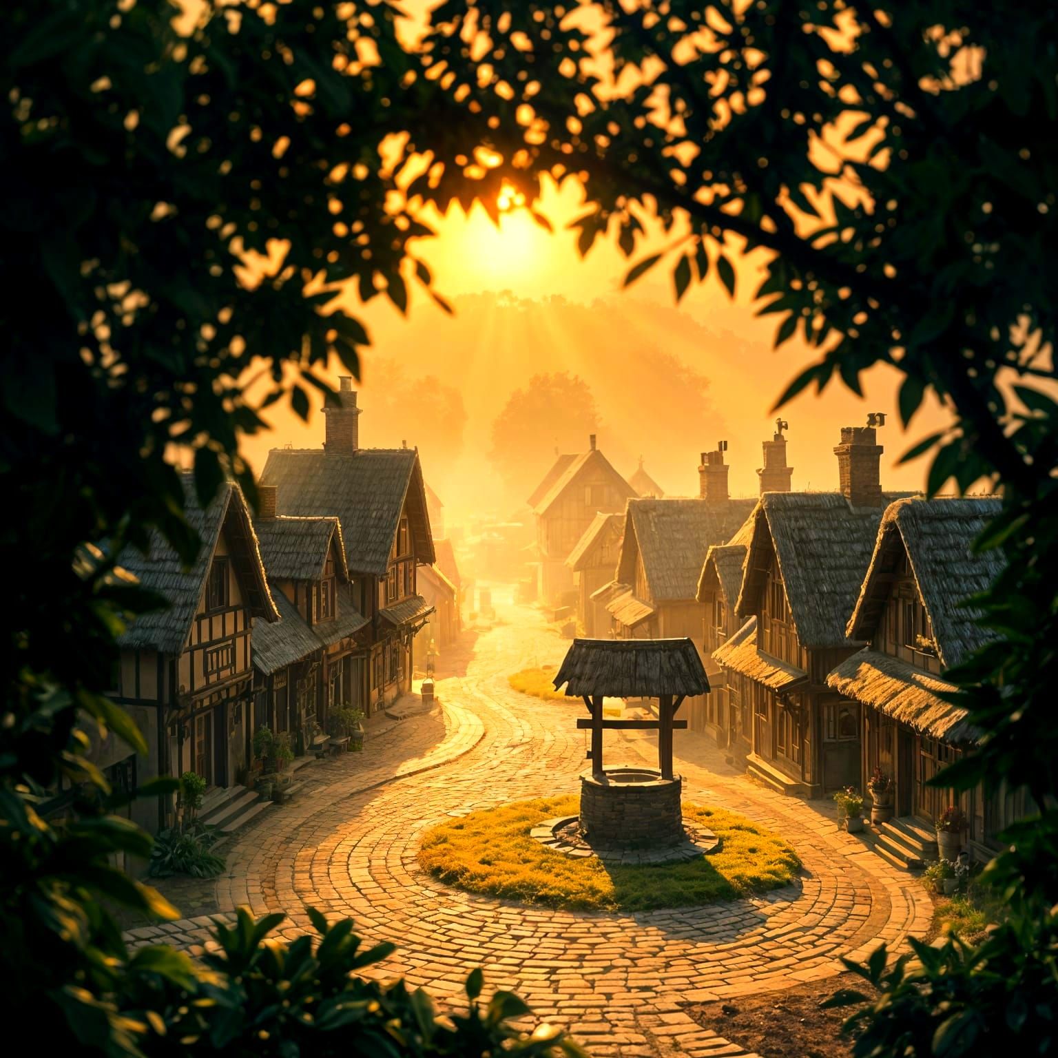 Whimsical Village at Dawn