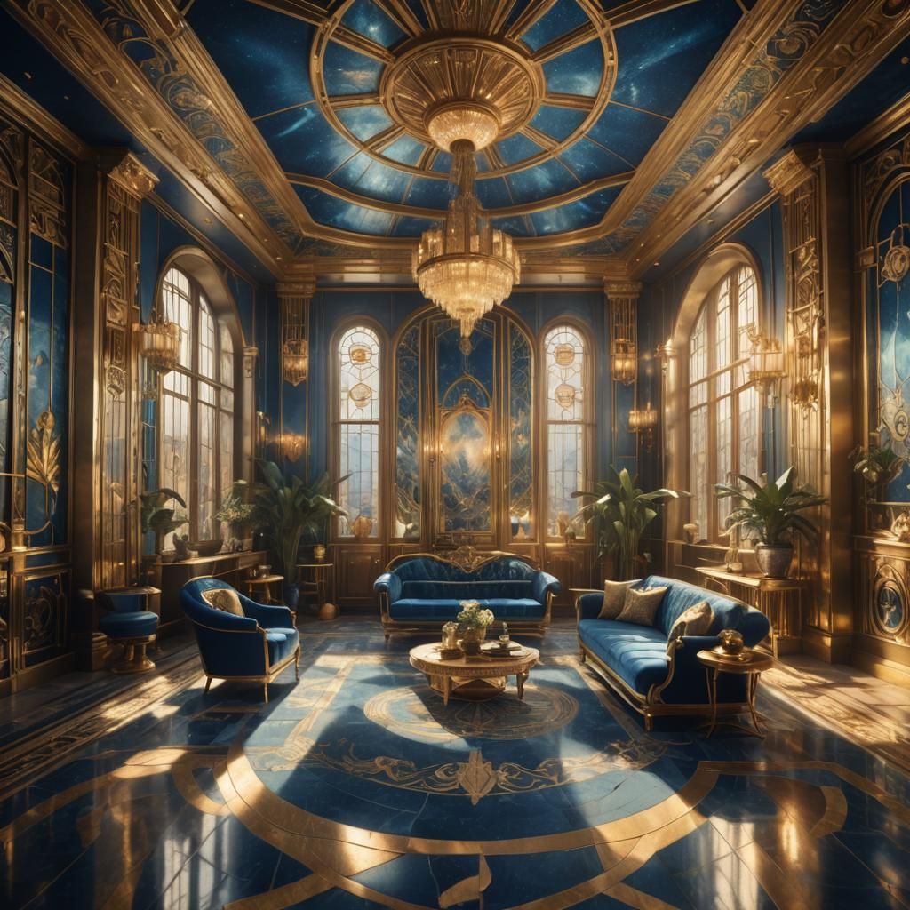 Luxurious Art Deco Interior with Gold Accents