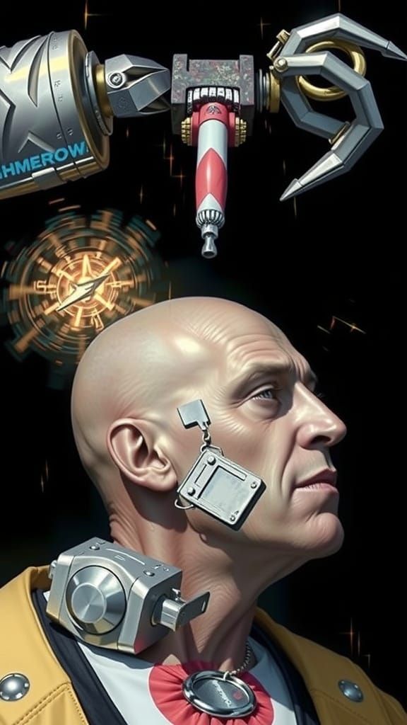 Hyperrealistic Hammerpunk Portrait of Max Headroom