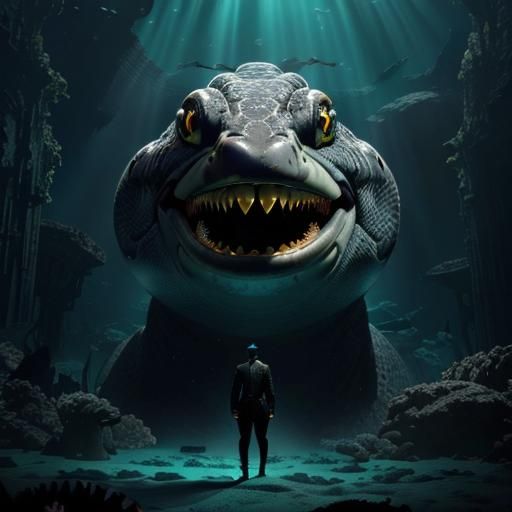 Colossal Moray Eel Stares from Abyssal Depths