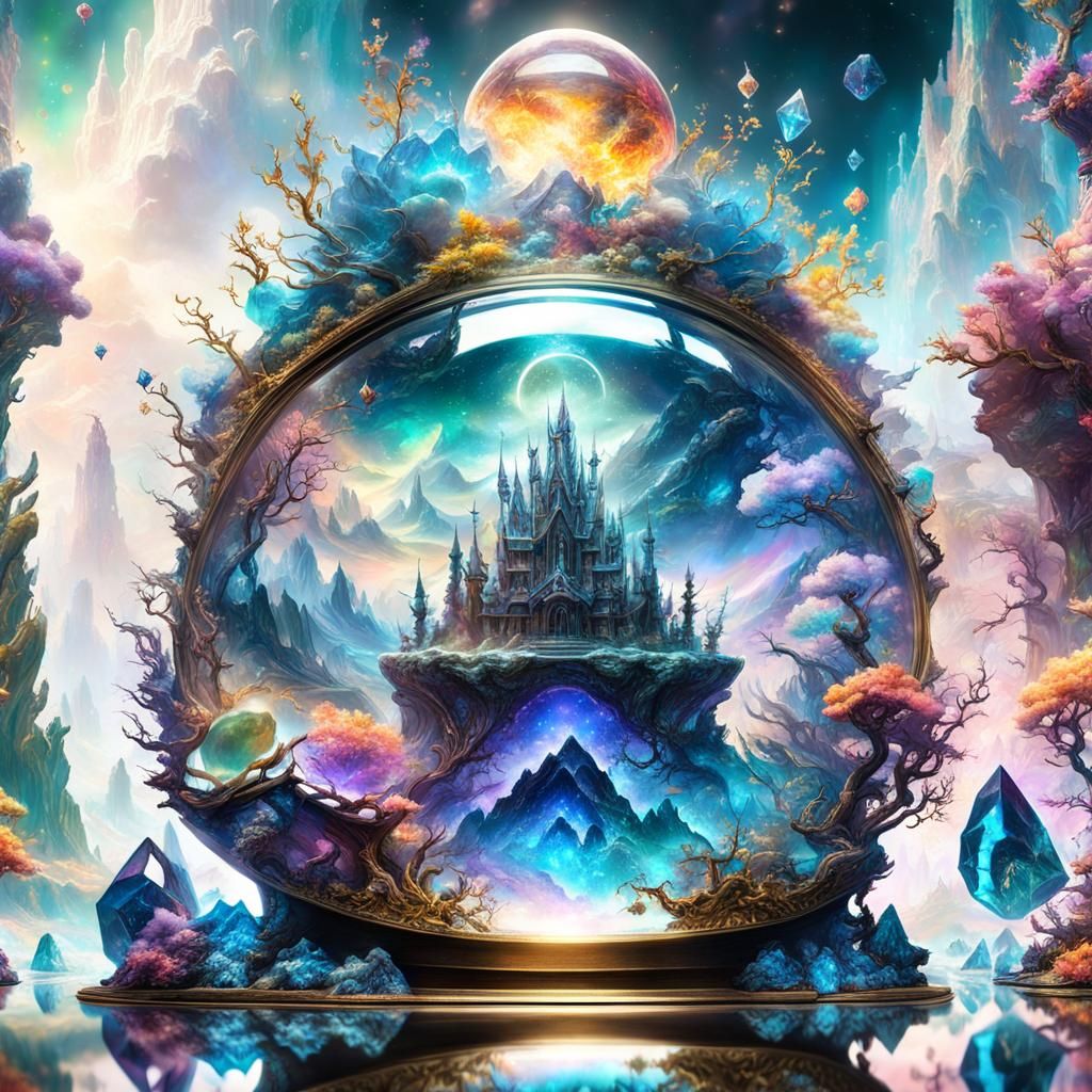 Miniature Universe in Colorful Gem: Surreal Art