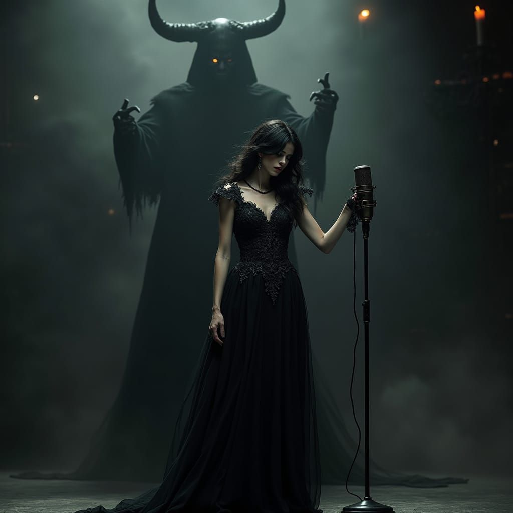 Dark Sängerin in Haunting Rock Scene