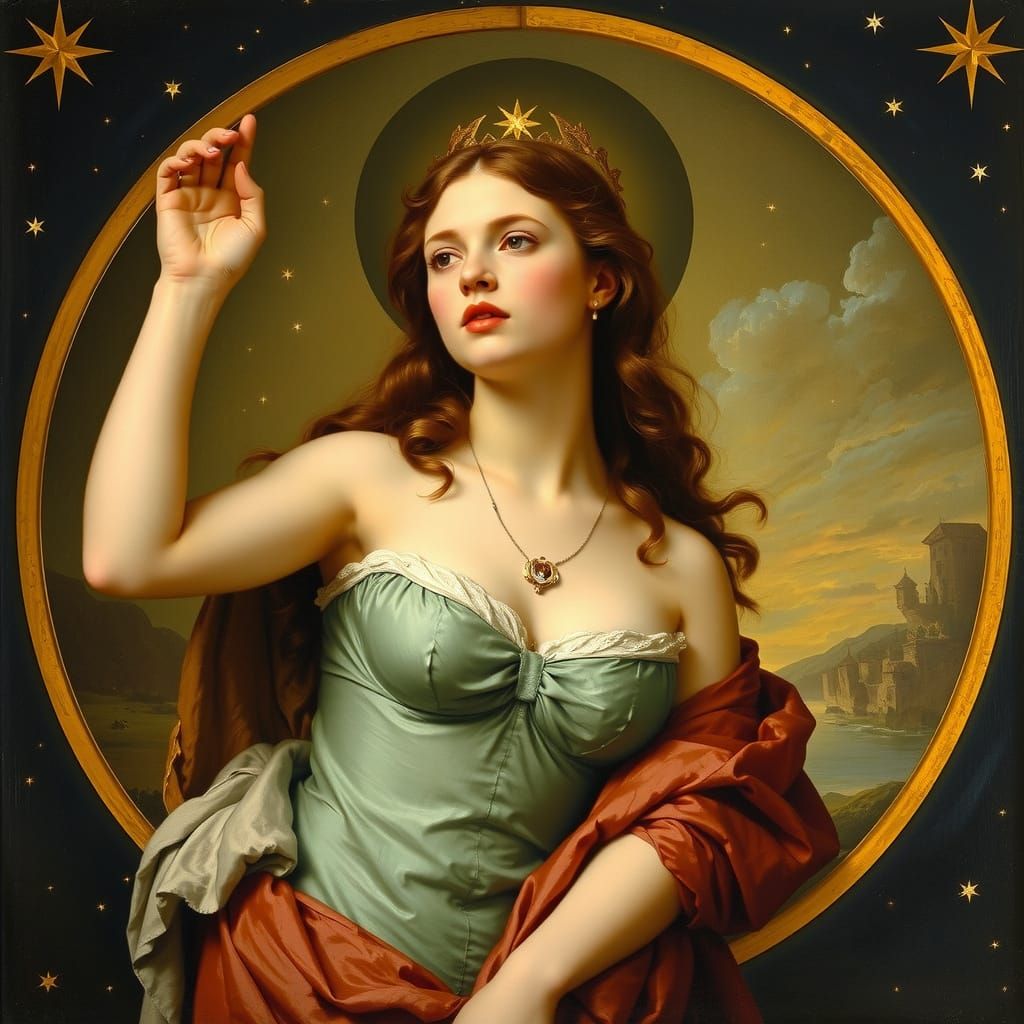 Aphrodite Shines among the Cosmos in Impressionist Style