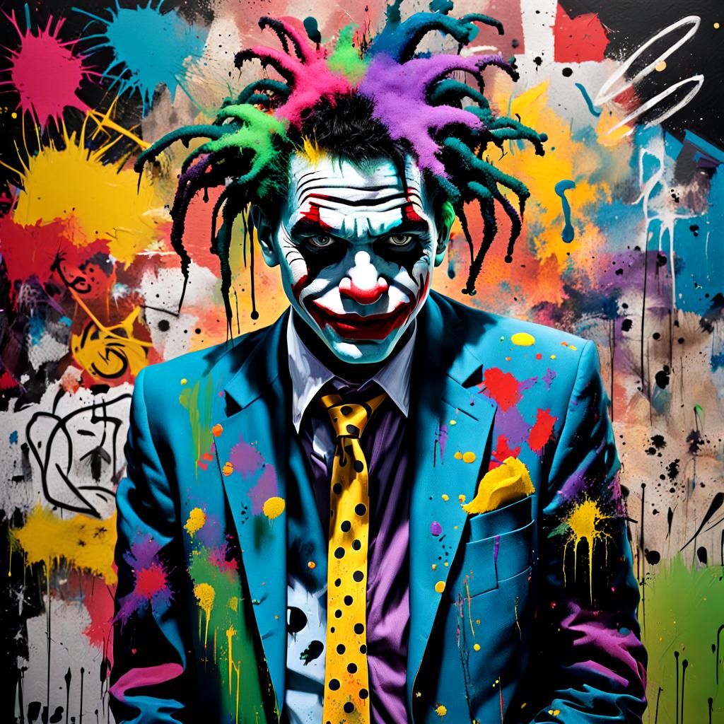 Neo-Expressionist Joker Portrait in Basquiat Style