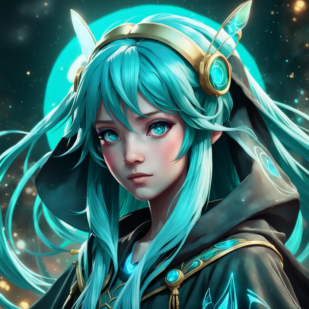 Hatsune Miku Fairy Portrait in Art Nouveau Style