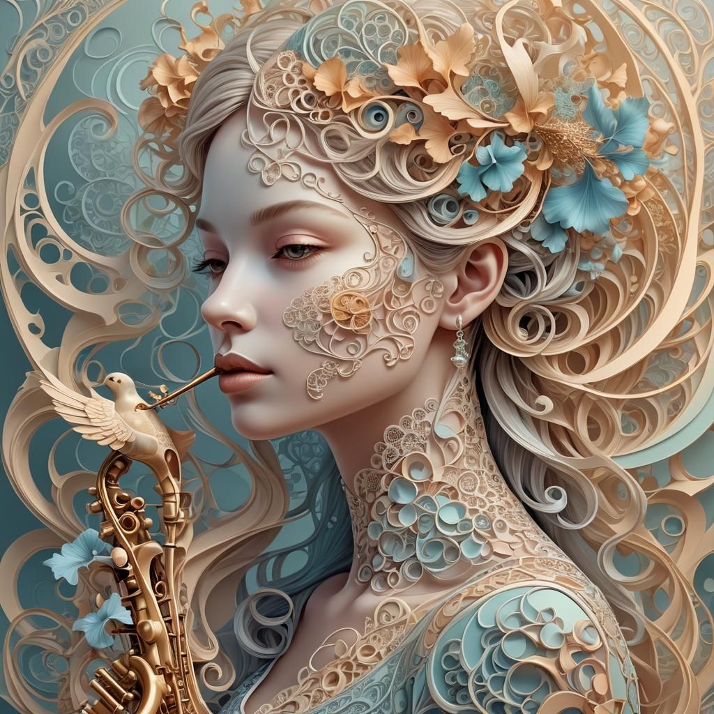 Abstract Fractal Portrait of Chanterelle Player