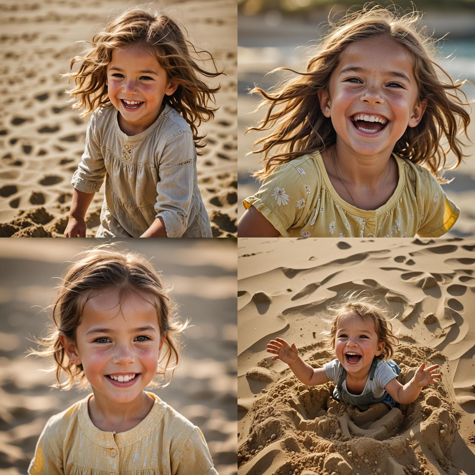 Child's Joyful Beach Day: High-Speed Action Portrait