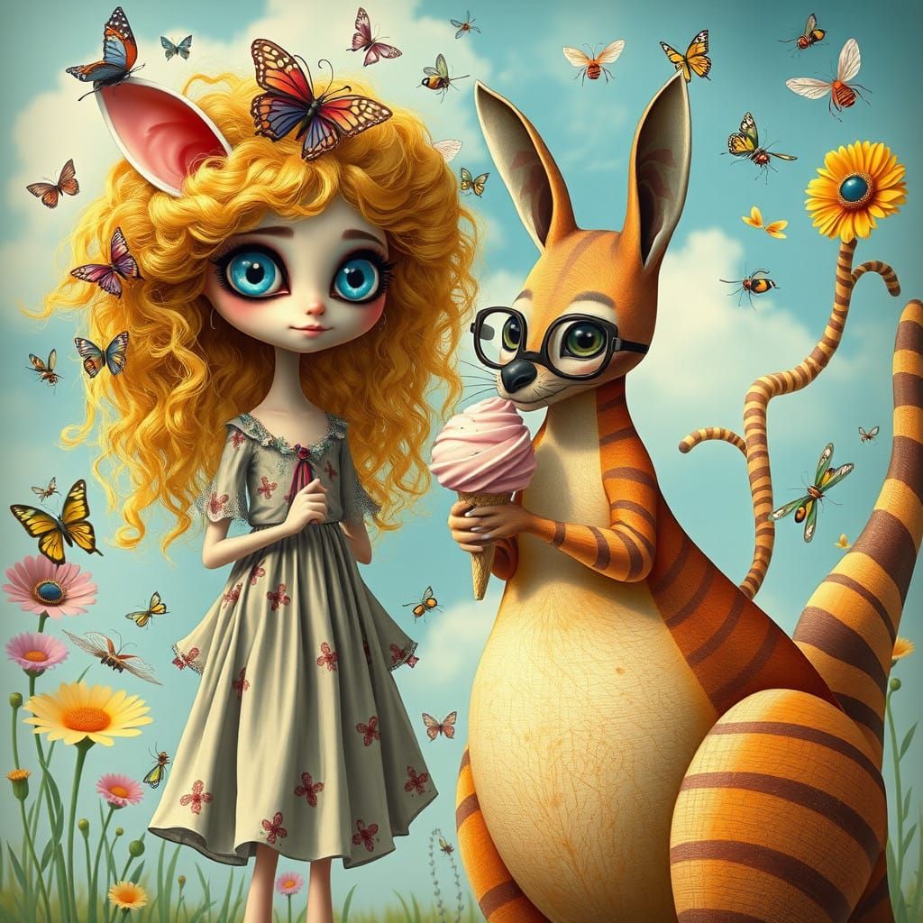 Girl on Stilts in Whimsical Wonderland