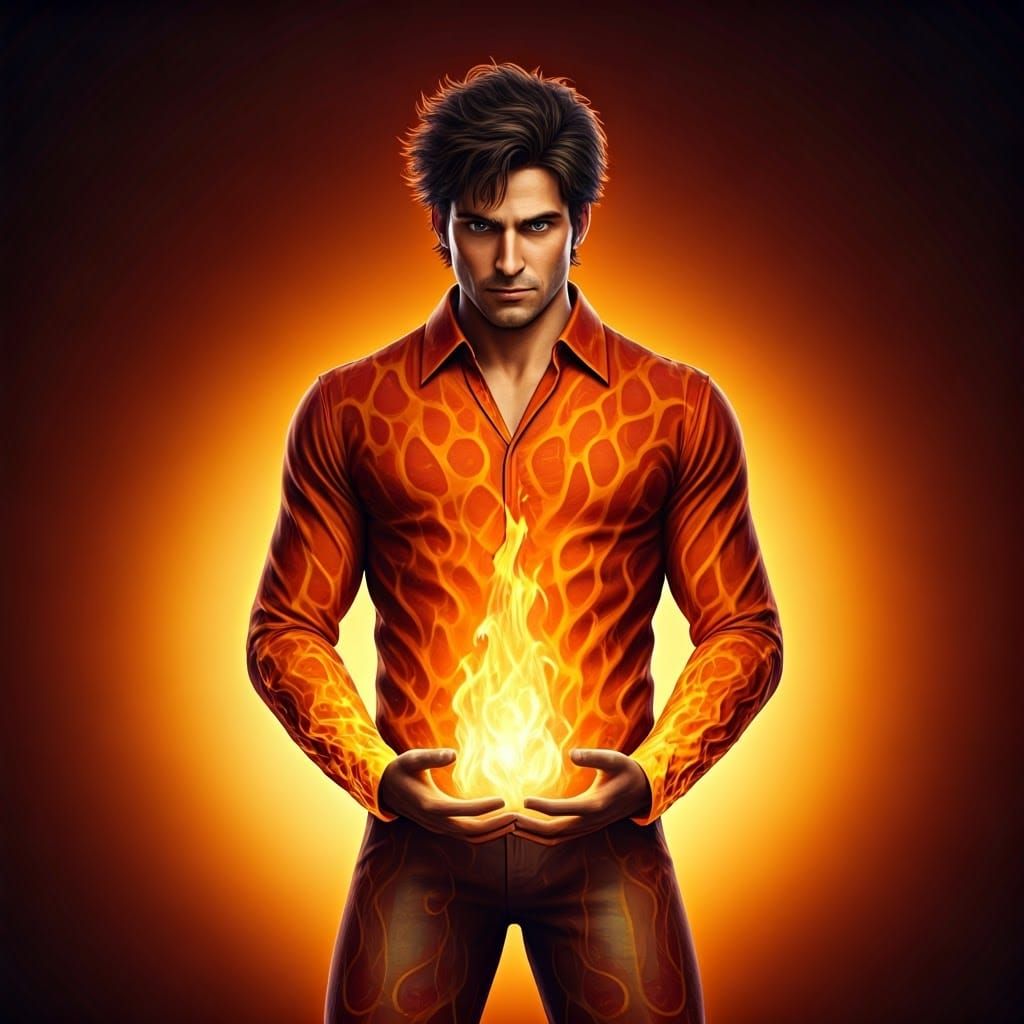 Fiery Hero: 3D Portrait Inspired by Pixar and ILM