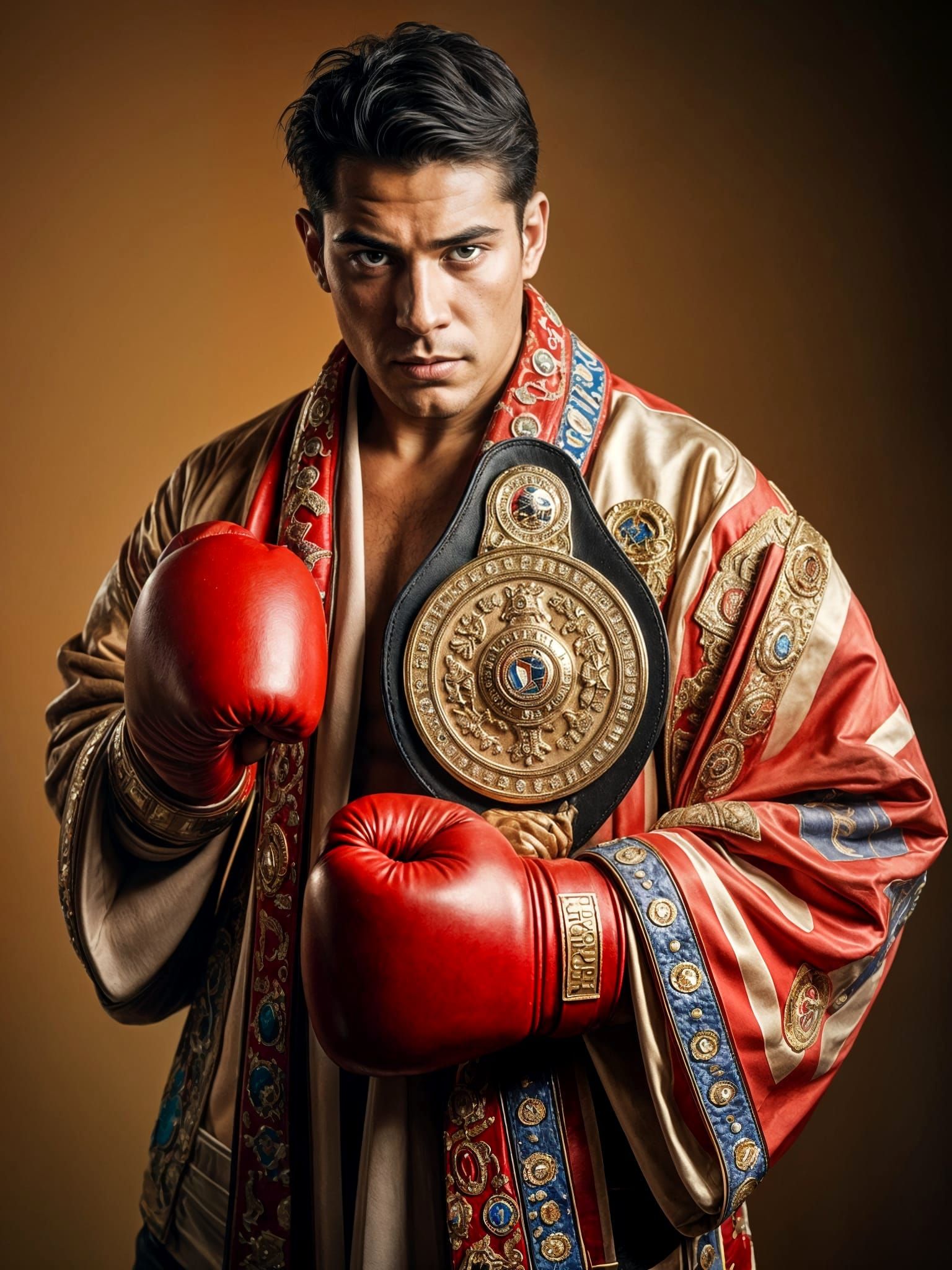 Heavyweight Boxing Champ with Title Belt